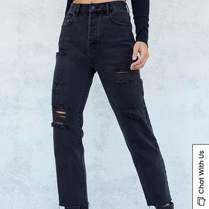 PacSun Black High Waisted Distressed Straight Leg Jeans